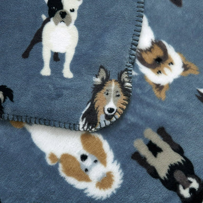 Mainstays Blue Dogs Plush Throw Blanket, Standard Throw
