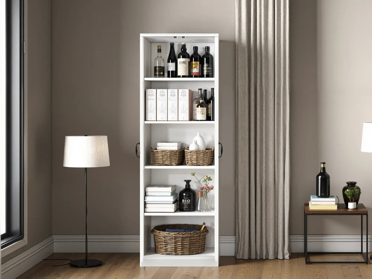 Storage Cabinet/Pantry cabinets, Soft White Finish, 71" Tall Wood Cupboard with 2 Door and 3 Adjustable Shelves for Kitchen, Dining Room, Living Room, Bathroom (Style 1)