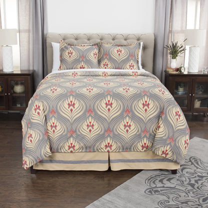 Rizzy Home BT4142 GOLD/Gray COTTON 30'S Printed King Three piece Beddings set.