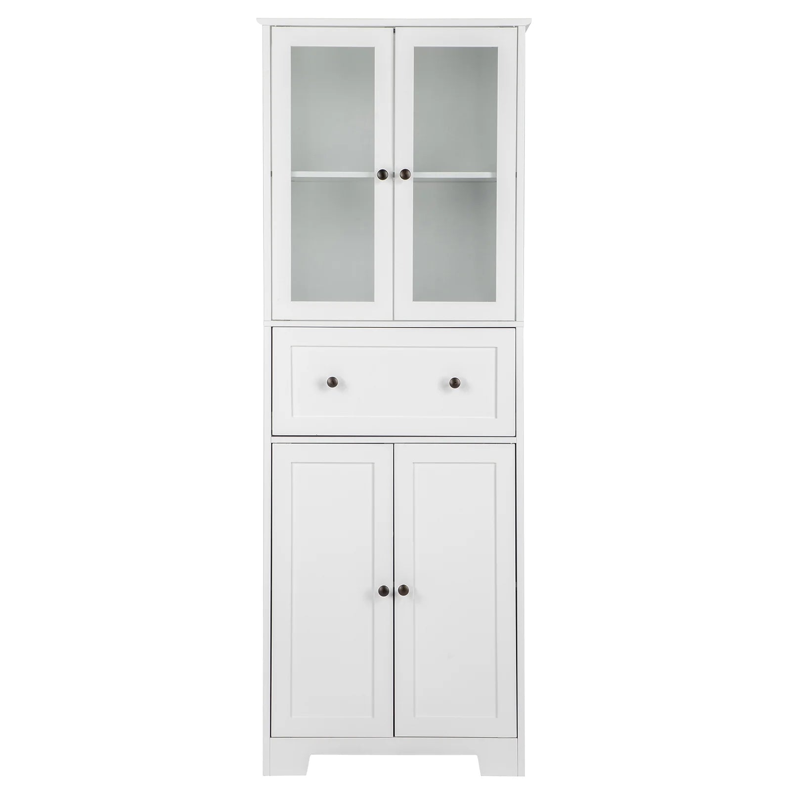 Ktaxon 64" Tall Bathroom Storage Cabinet, Kitchen Pantry, Sideboard Buffet Cabinet Cupboard Wooden with 2 Doors and Adjustable Shelves for Bathroom Kitchen, White
