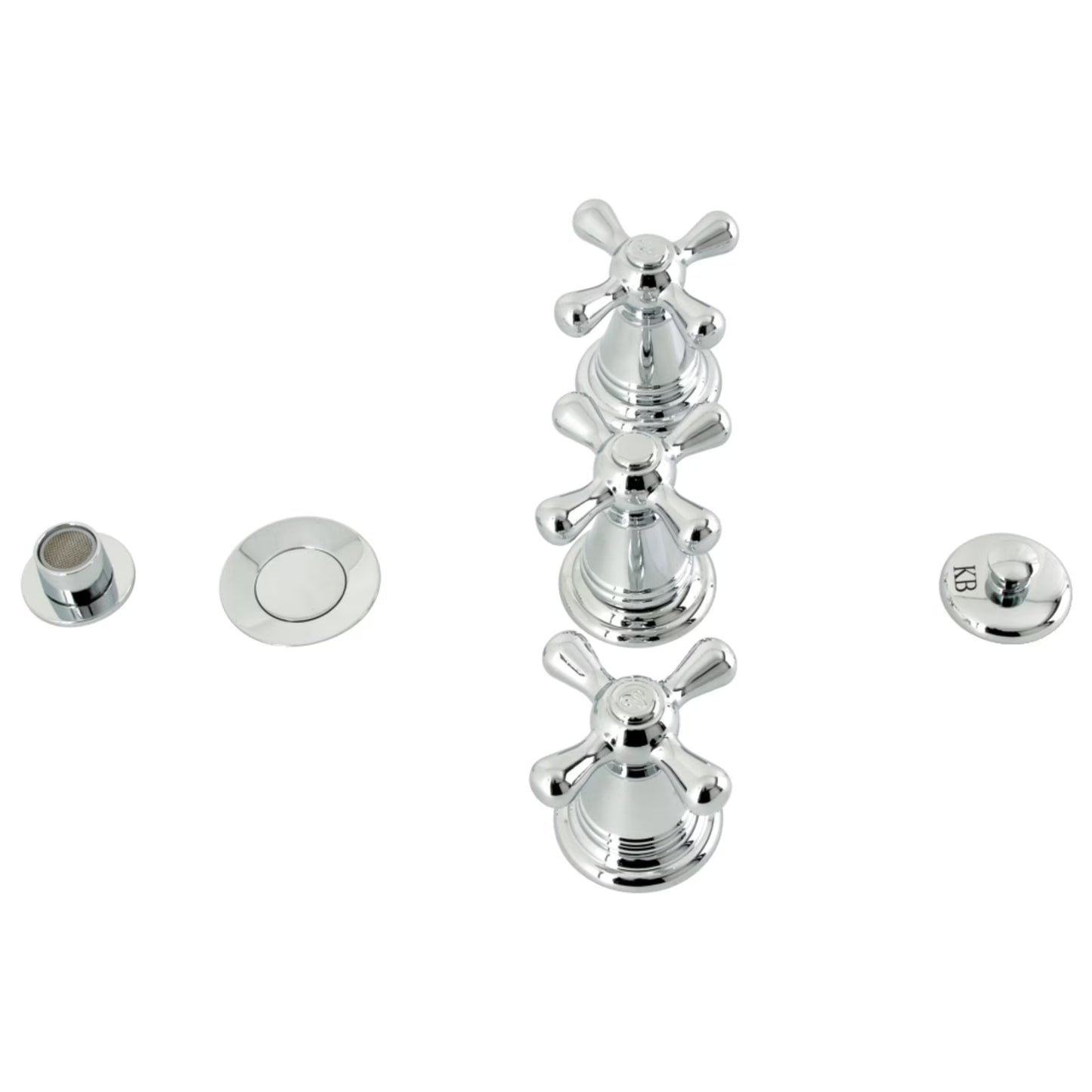 Kingston Brass KB327AX Victorian Three-Handle Bidet Faucet with Brass Pop-Up, Brushed Brass