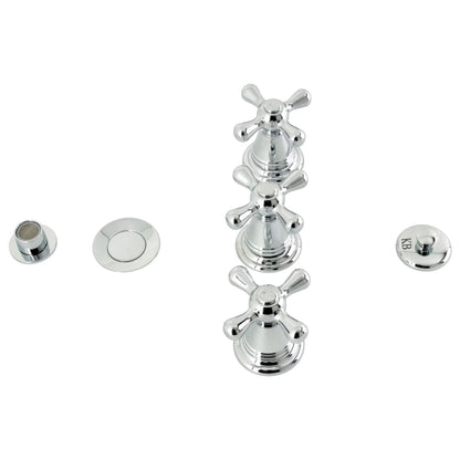 Kingston Brass KB327AX Victorian Three-Handle Bidet Faucet with Brass Pop-Up, Brushed Brass