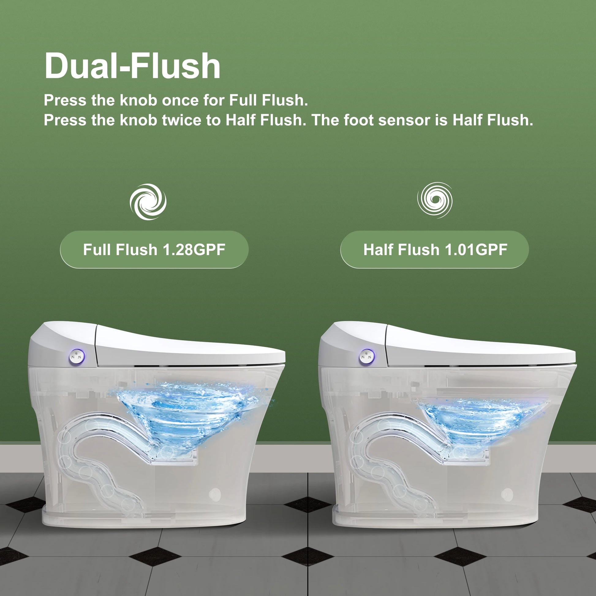 Horow Smart Toilet with Heated Seat, Automatic Power Flush Tankless,Ceramic One Piece Toilets no bidet