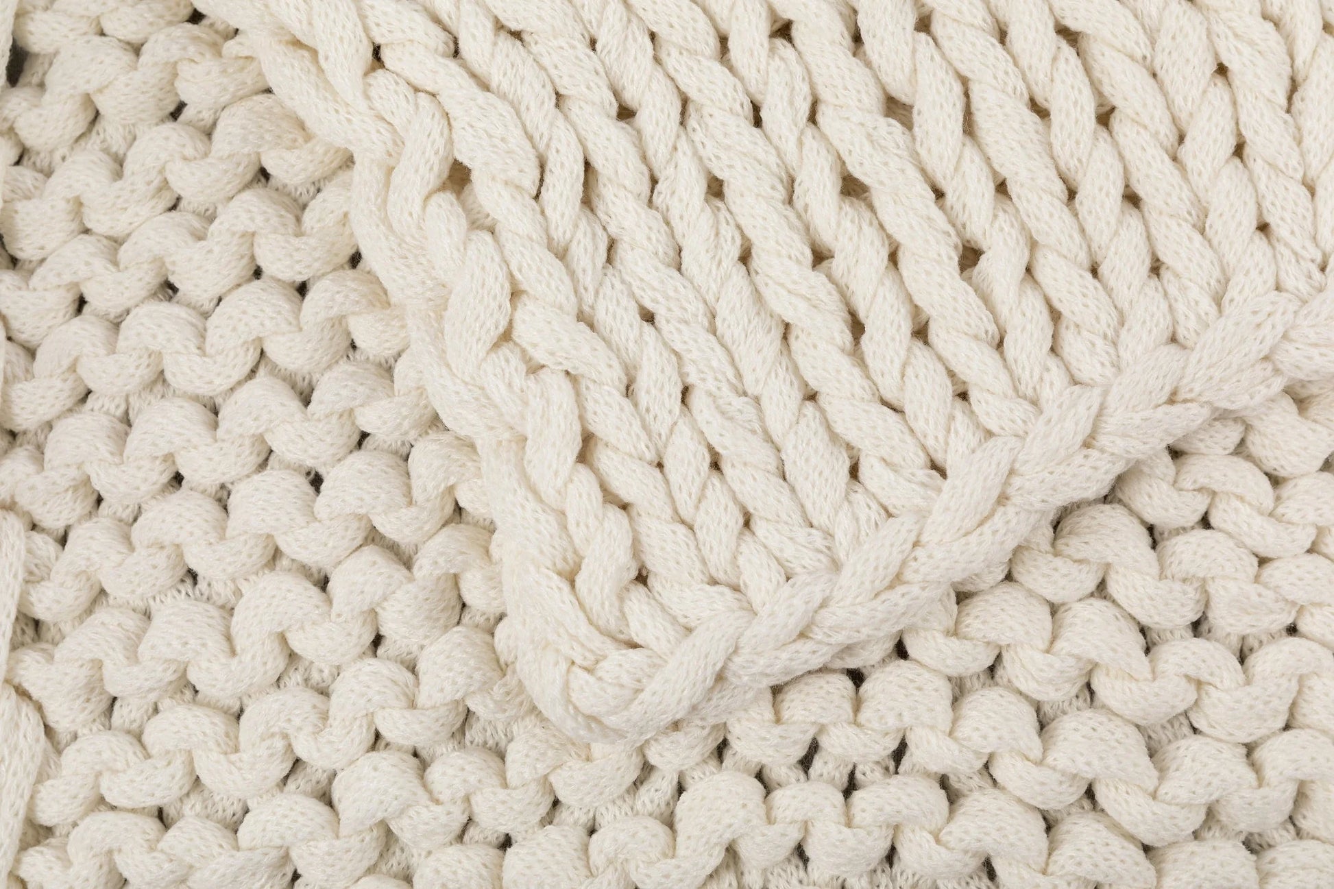 Silver One Super Chunky Knitted Throw Blanket, White, 50" x 60"