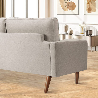 Light gray Small Couches, 68 inch Fabric Loveseat Sofa, 2 Seater Couch for Small Space, Button Tufted Seat Cushion, Square Armrest, 2 Throw Pillows, Modern Sofa for Bedroon, Living Room, Apartment