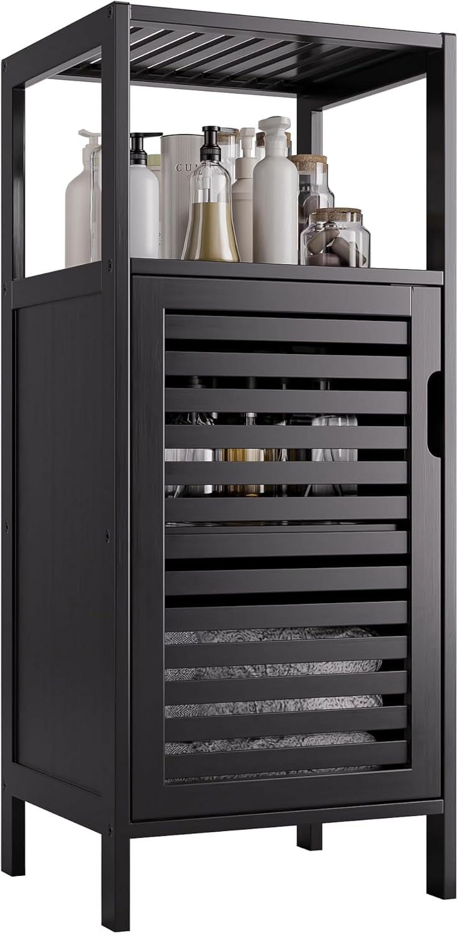 Bathroom Cabinet, Bamboo Floor Cabinet Free Standing, 4 Tier Sofa Side Storage Cupboard for Living Room Kitchen Bedroom