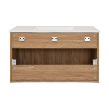 Classe 36" Wall-Mounted Bathroom Vanity in Oak