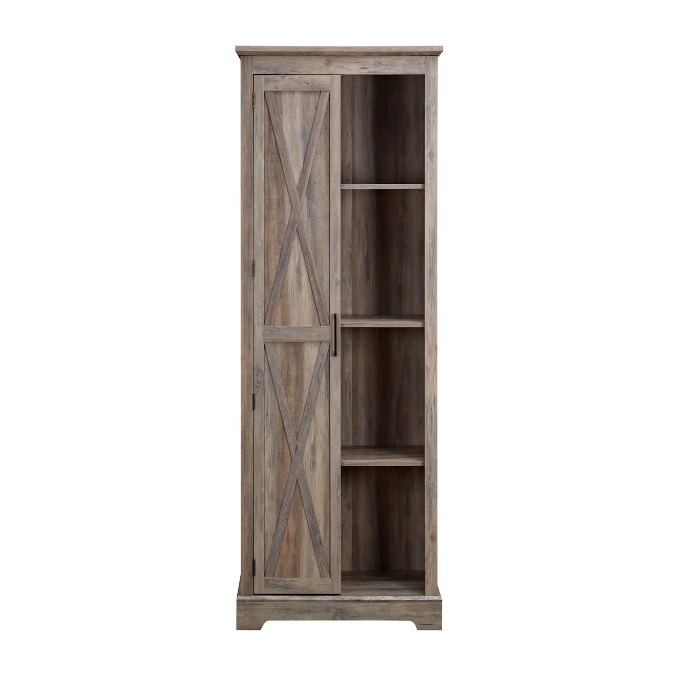 Kselythan 74" Tall Storage Cabinet, Large Kitchen Pantry with Barn Door and Opening Shelves, Freestanding Cabinet for Kitchen Bathroom Living Room