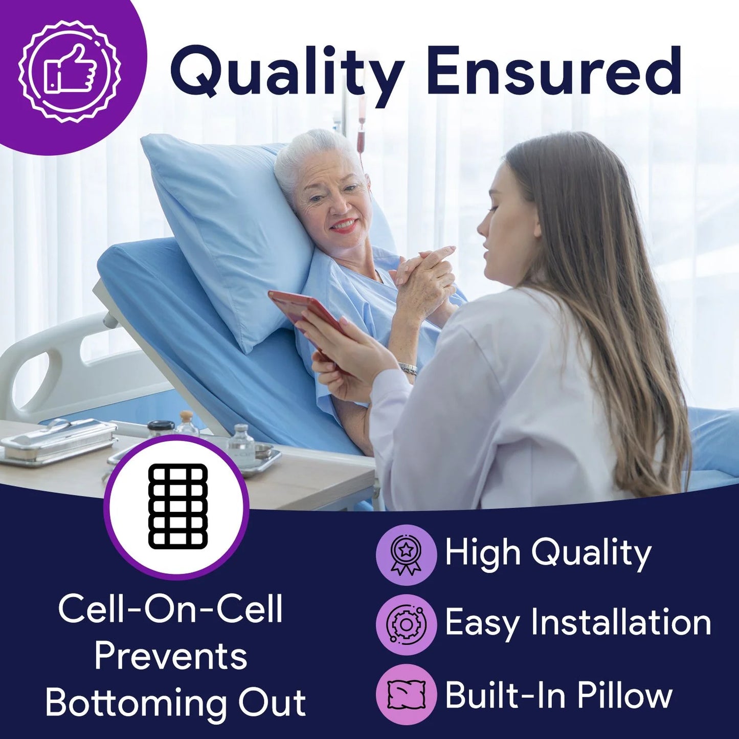 Proheal Low Air Loss Alternating Pressure Air Mattress with Digital Silent Air Pump & Side Perimeter - 36° x 80° x 8/11"