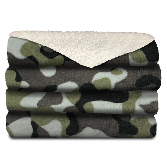 Sunbeam Heated Electric Throw Blanket, Cozy Sherpa, Camouflage, 50" x 60"