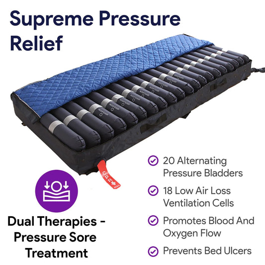 Proheal Low Air Loss Alternating Pressure Air Mattress with Digital Silent Air Pump & Side Perimeter - 36° x 80° x 8/11"