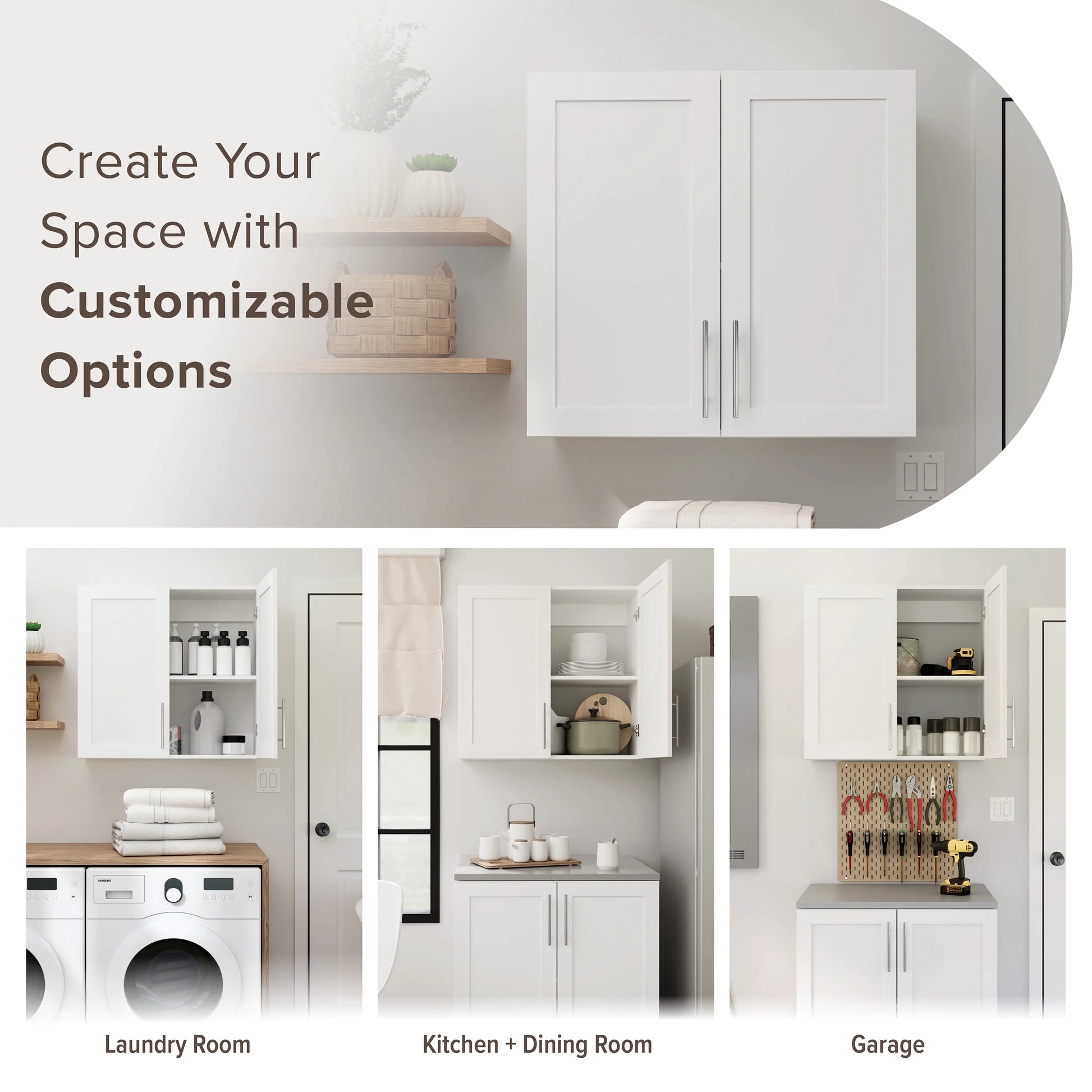 Prepac Elite 32" H Wall Cabinet with Panel Doors, White Storage Cabinet, Bathroom Cabinet, Pantry Cabinet with with 1 Adjustable Shelf 12.75" D x 32" W x 30" H, WSUR-1003-1