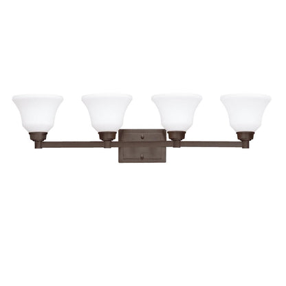 4 Light Bath Vanity Approved For Damp Locations With Transitional Inspirations 8.5 Inches Tall By 35 Inches Wide-Olde Bronze Finish-Incandescent