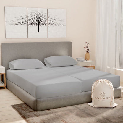 Good Sleep Bedding 100% Egyptian Cotton Split King Sheets, Luxury 1000 Thread Count 5 Piece Sheets & Pillowcases Set - Sage