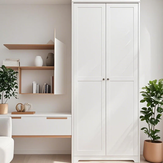 UBesGoo 72" Traditional Freestanding Kitchen Pantry Cabinet Wardrobe Armoire with 4 Adjustable Shelves, White
