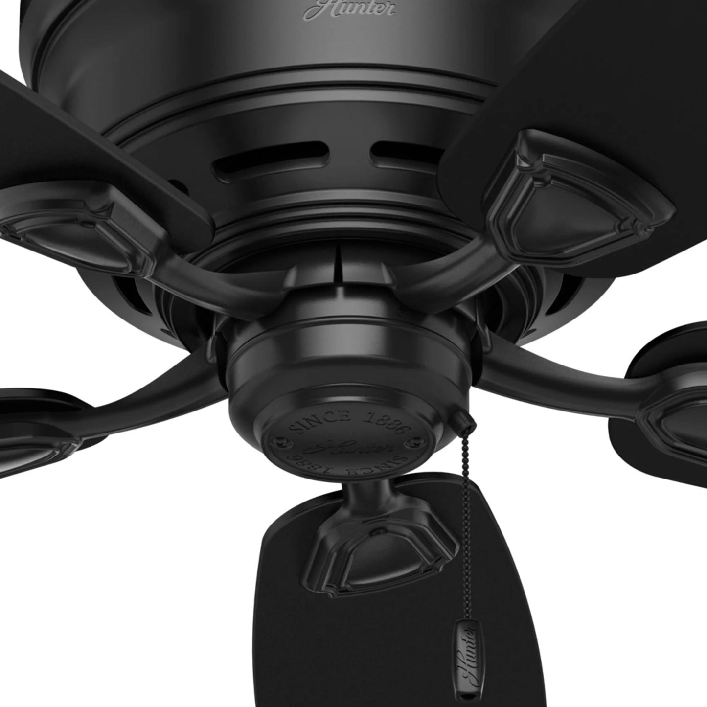 Hunter - Sea Wind Indoor/Outdoor Low Profile Ceiling Fan, 48-inch, Matte Black, Nautical-style, 3-speed WhisperWind Motor, 53118, for Porches, Bathrooms