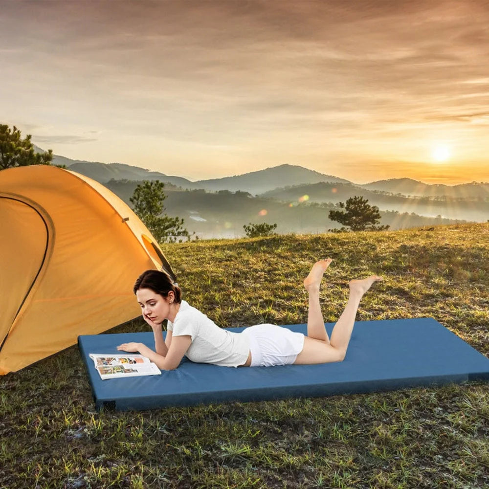 Spaco Foldable Camping Mattress with High Density Foam Cushion and Anti-slip Bottom, Air Mattresses & Sleeping Bags for Outdoor as Garden, Yard, Navy