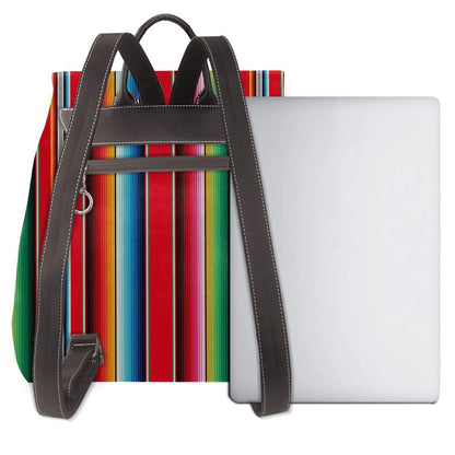 Uemuo Mexican Serape Blanket Stripes for Backpack Purse for Women Large Capacity Multipurpose Travel Bag Leather Backpack Shoulder Bag Womens Backpacks