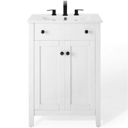 Modway Nantucket 24" Modern Wooden Bathroom Vanity in Gray and White