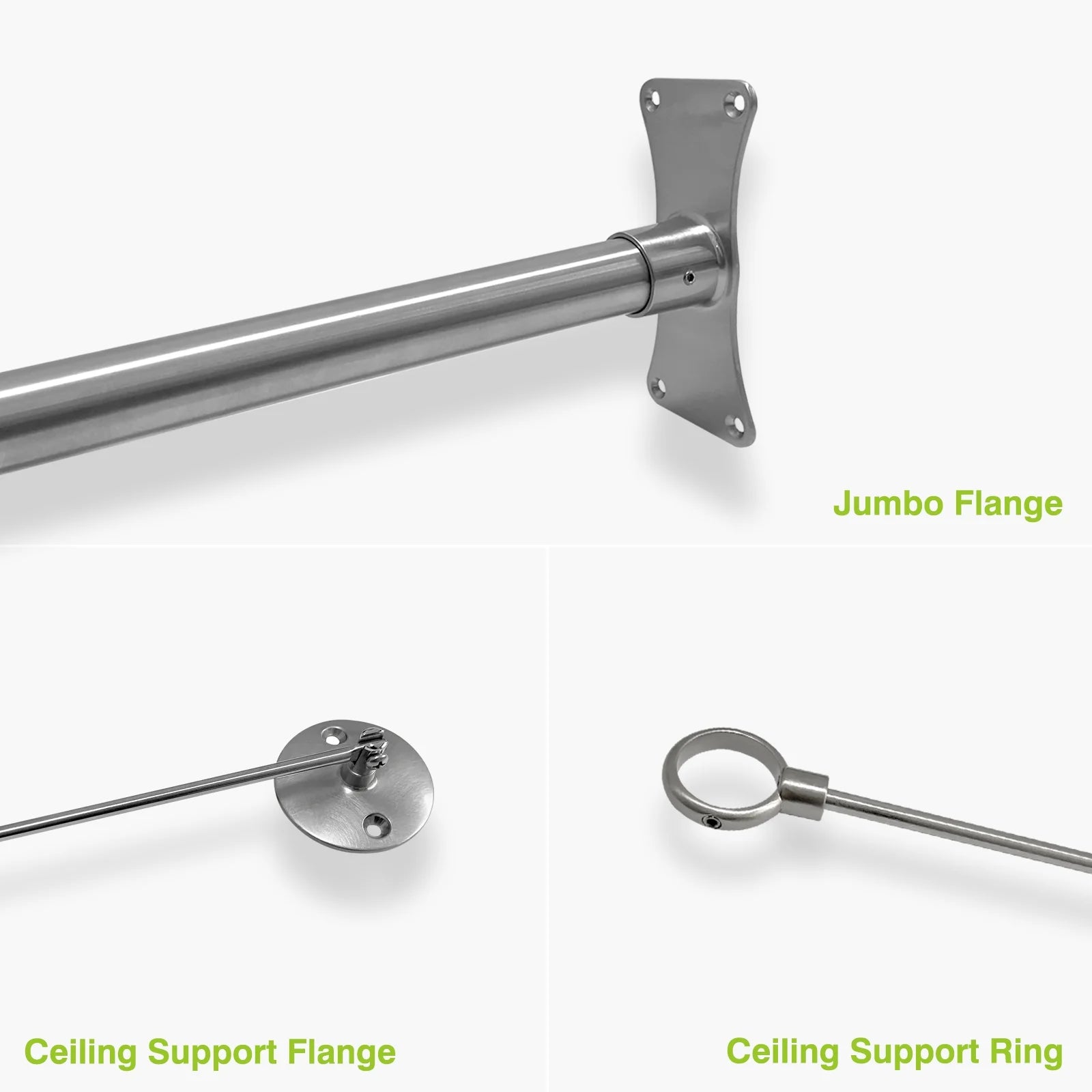 Naiture Half-Oval Stainless Steel Shower Curtain Rod with Swivel Ceiling Support in 36" L X 36" W, Brushed Nickel Finish