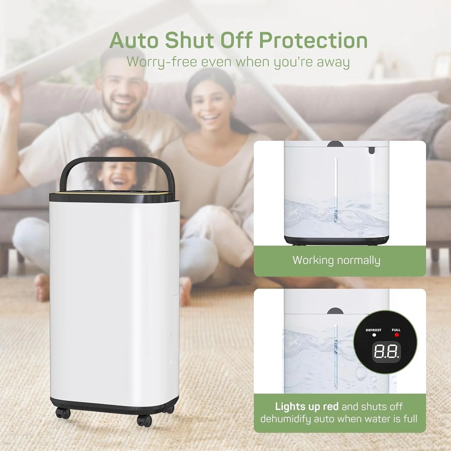 Dehumidifier with Drain Hose for Auto or Manual Drainage, 2000 Sq.Ft Energy Star Dehumidifiers for Basement Home Bedroom Large Room Bathroom, 30 Pints Dehumidification Capacity