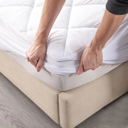 Split King Mattress Topper for Adjustable Bed Fluffy Matress Cover Quilted Fitted Mattress Pad with Elastic Pocket