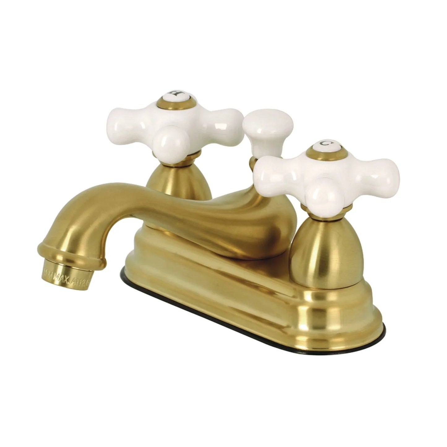 Kingston Brass Restoration Two-Handle 3-Hole Deck Mount 4 in. Centerset Bathroom Faucet Matte Black Matte