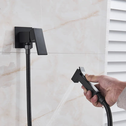 Bidet Faucet Brass Shower Tap, Washer Mixer Cold Hot Water Mixer Crane Square Shower Sprayer Head Tap Toilet Faucets ,360 Rotation