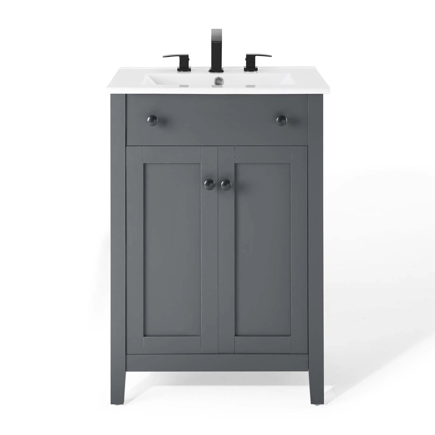 Modway Nantucket 24" Modern Wooden Bathroom Vanity in Gray and White