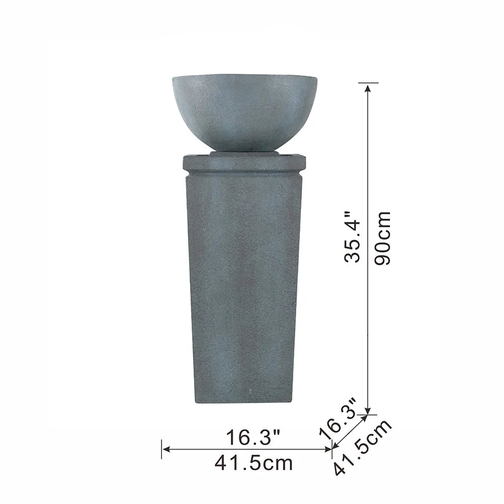CoSoTower 35.5" Polyresin Gray Zen Bowl Water Fountain, Outdoor Bird Feeder/Bath Fountains, Relaxing Water Feature for Garden Lawn Backyard Porch