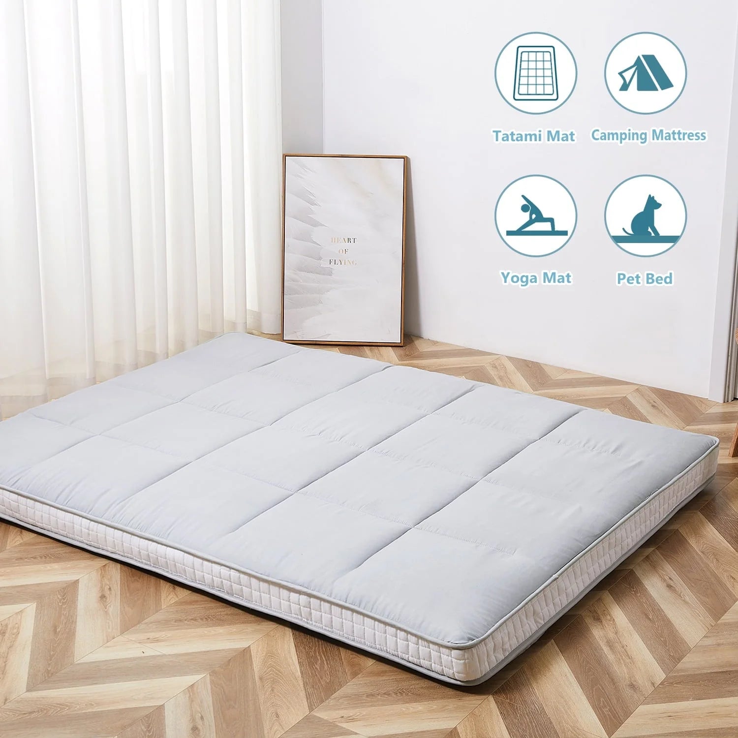 Slsy Japanese Floor Mattress Futon Mattress, Thicken Tatami Mat, Sleeping Pad Roll Up Mattress, Floor Lounger Bed Folding Couch Bed Mattress Pad