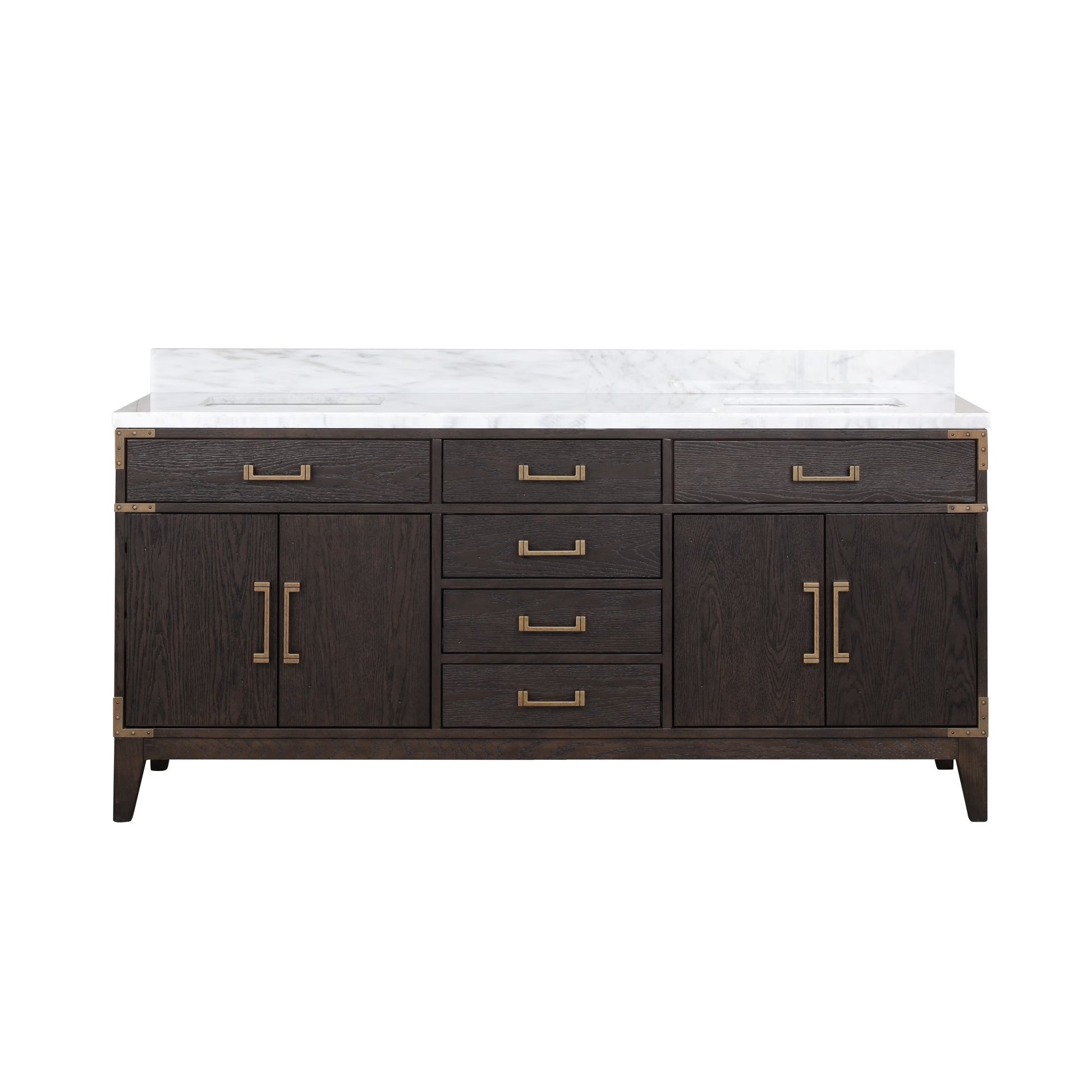 Laurel 60 in W x 22 in D White Oak Double Bath Vanity and Carrara Marble Top