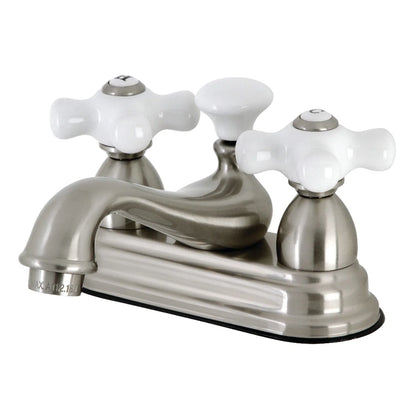 Kingston Brass Restoration Two-Handle 3-Hole Deck Mount 4 in. Centerset Bathroom Faucet Matte Black Matte