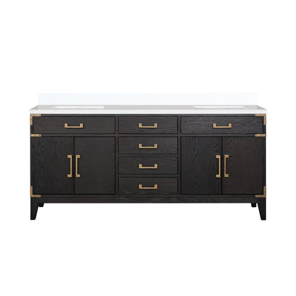 Laurel 60 in W x 22 in D White Oak Double Bath Vanity and Carrara Marble Top
