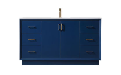 Elegant Kitchen and Bath 60 Inch Single Bathroom Vanity In Blue