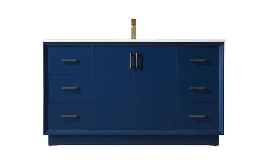 Elegant Kitchen and Bath 60 Inch Single Bathroom Vanity In Blue