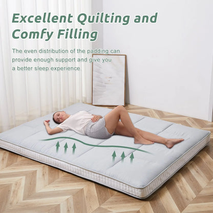 ABORON Japanese Floor Mattress,Futon Mattress, Extra Thick Folding Sleeping Pad, Tatami Mat Foldable Roll Up Mattress Gray, Full