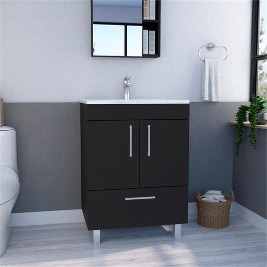 FM FURNITURE Otello Engineered Wood Single Bathroom Vanity in Black
