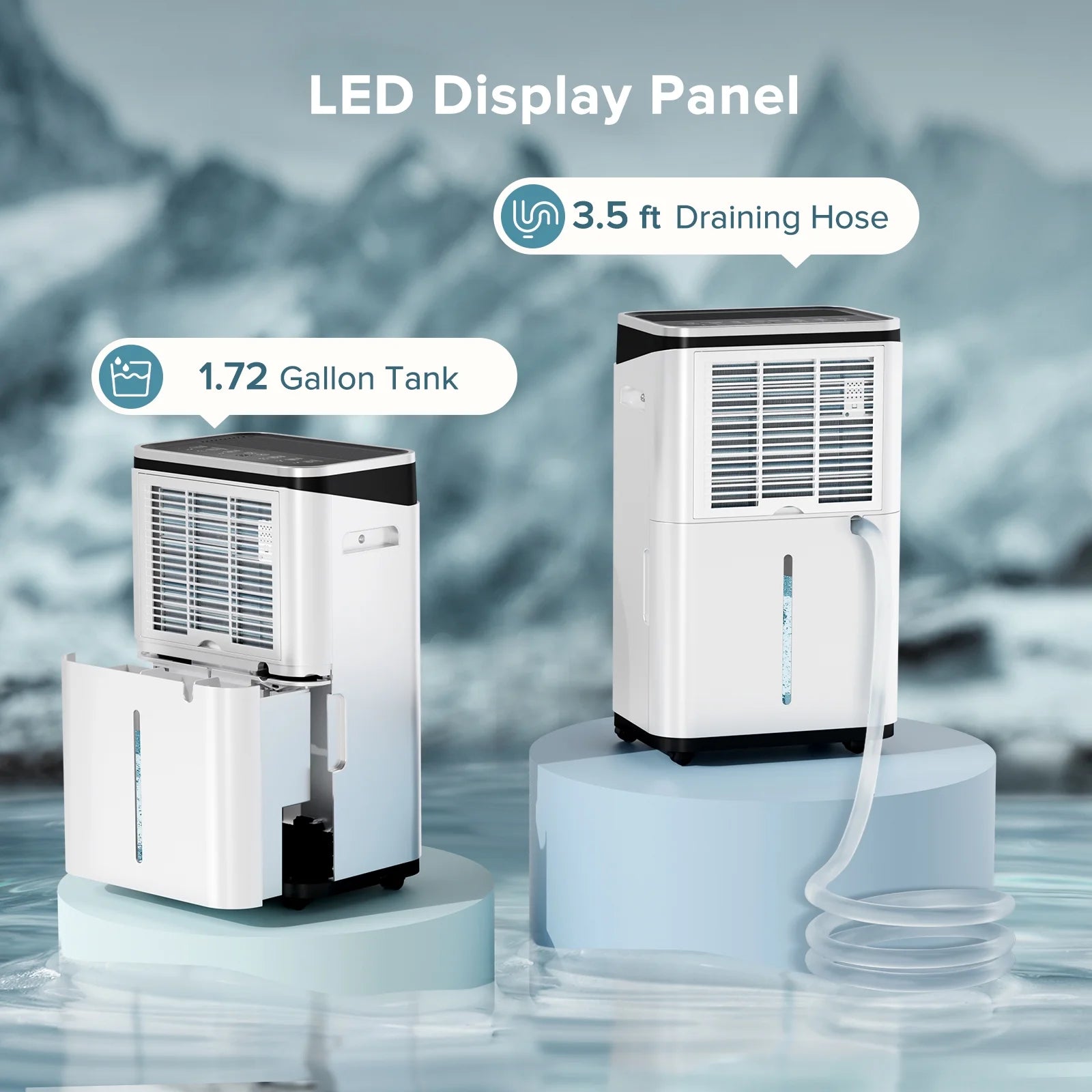 KISSAIR 15 Pints Dehumidifier, 3000 Sq. Ft Coverage Area with 1.72 gal Water Tank, 24H Timer, 3 Modes, Portable Dehumidifier for Basement/Bathroom/Laundry Room