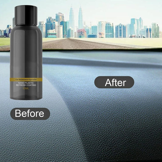 Car Cleaning Kit Plastic Revitalizing Coating Agent, Nano Plastic Refreshing Coating, Plastic Parts Refurbish Agent for Car - Car Care Tools with Sponge and Towel (30ml*2pcs)