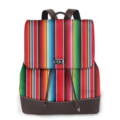 Uemuo Mexican Serape Blanket Stripes for Backpack Purse for Women Large Capacity Multipurpose Travel Bag Leather Backpack Shoulder Bag Womens Backpacks