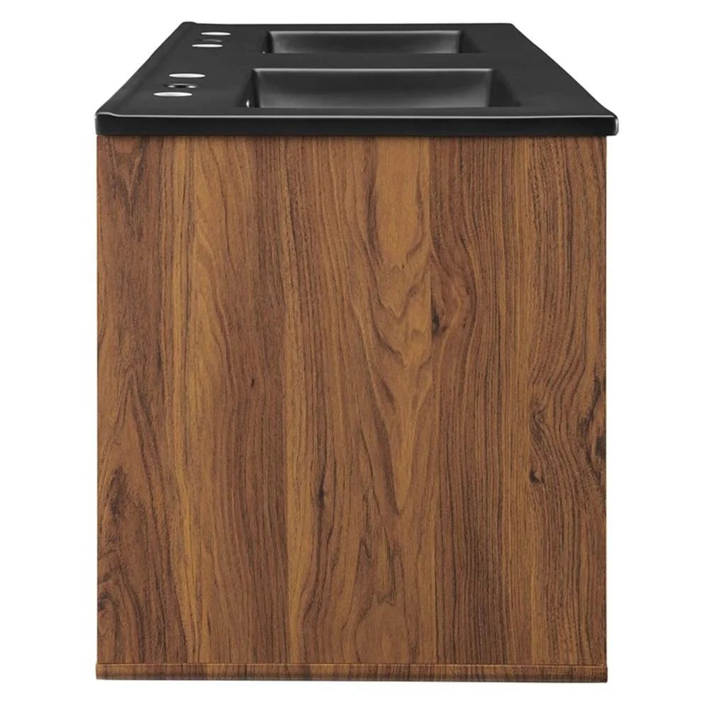 Modway Transmit 48" Wall-Mount Bathroom Vanity in Walnut Black