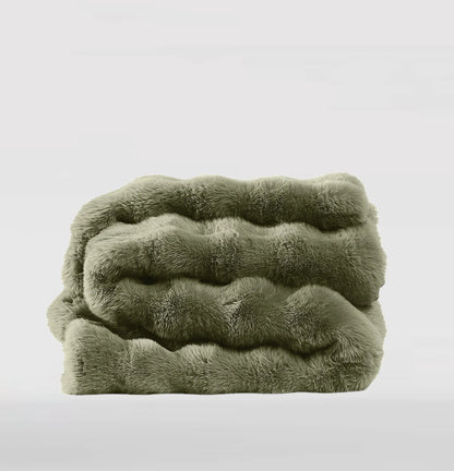 Brooklyn Loom Bubble Faux Fur 100% Microfiber Polyester Twin XL Blanket in Green, All Season, Adult Size, OEKO-TEX Certified