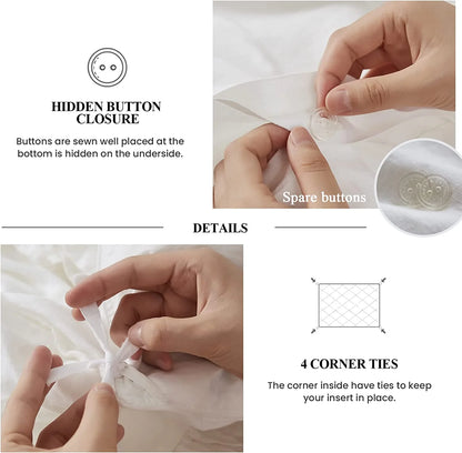Simple& Opulence 100% Washed Linen Duvet Cover Set-3 Pieces Shabby Chic Premium Ruffled Bedding with 1 Comforter Cover and 2 Pillowshams France Flax High End Frill Sets Vintage Style(King, White)