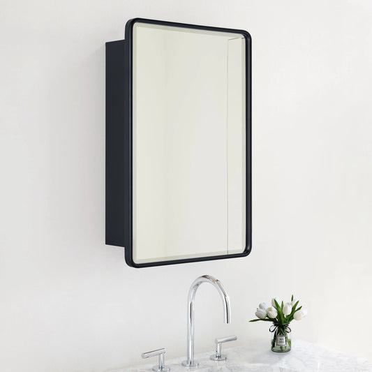 TEHOME Eldee Rectangle Metal Framed Bathroom Medicine Cabinet 16x24 - Black