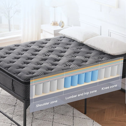 Behost 10" Queen Mattress,CertiPUR-US Certified Memory Foam Pocket Spring Mattress, Queen Mattress in a Box