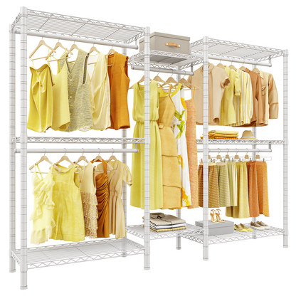 EnHomee Heavy Duty Clothes Rack with 5 Hanging Rods & 8 Shelves,Max Load 905 LBS Adjustable Metal Wardrobe Closet Organizer,Black