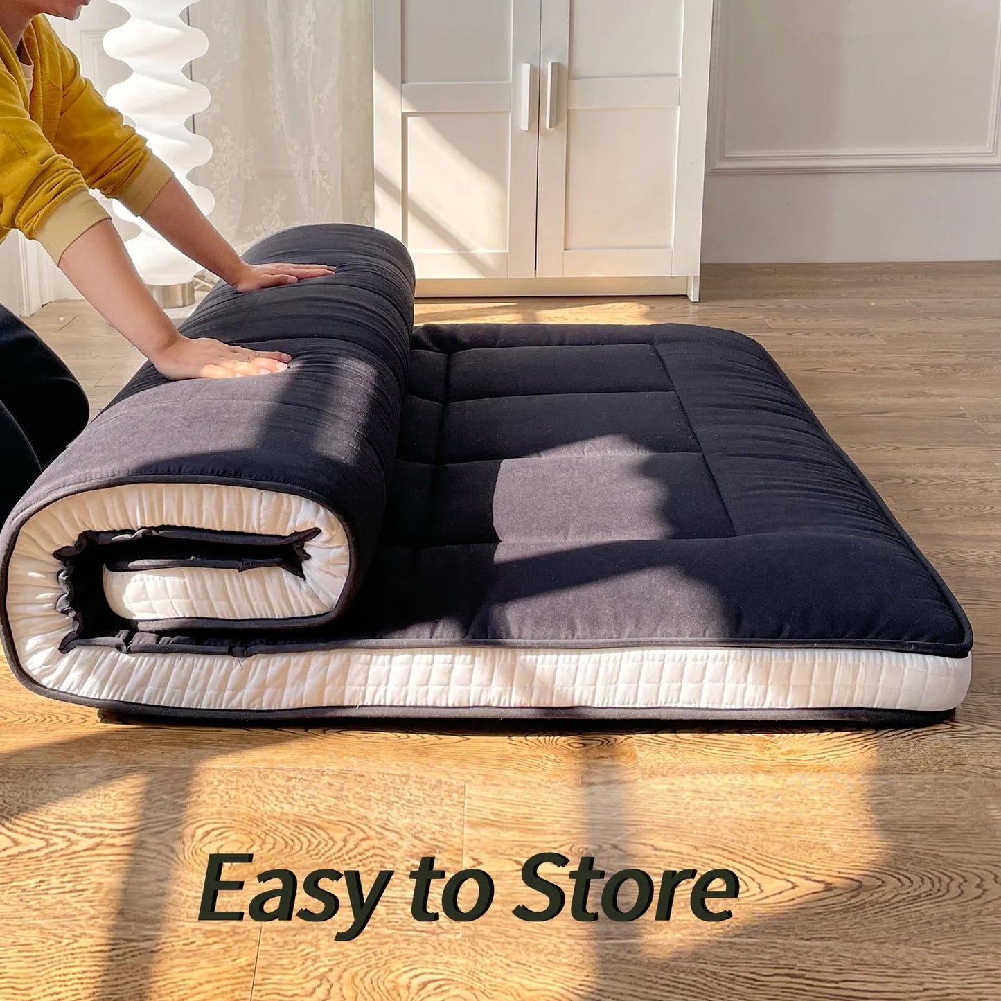 Futon Mattress, Padded Japanese Floor Mattress Quilted Bed Mattress Topper, Extra Thick Folding Sleeping Pad, Twin Size