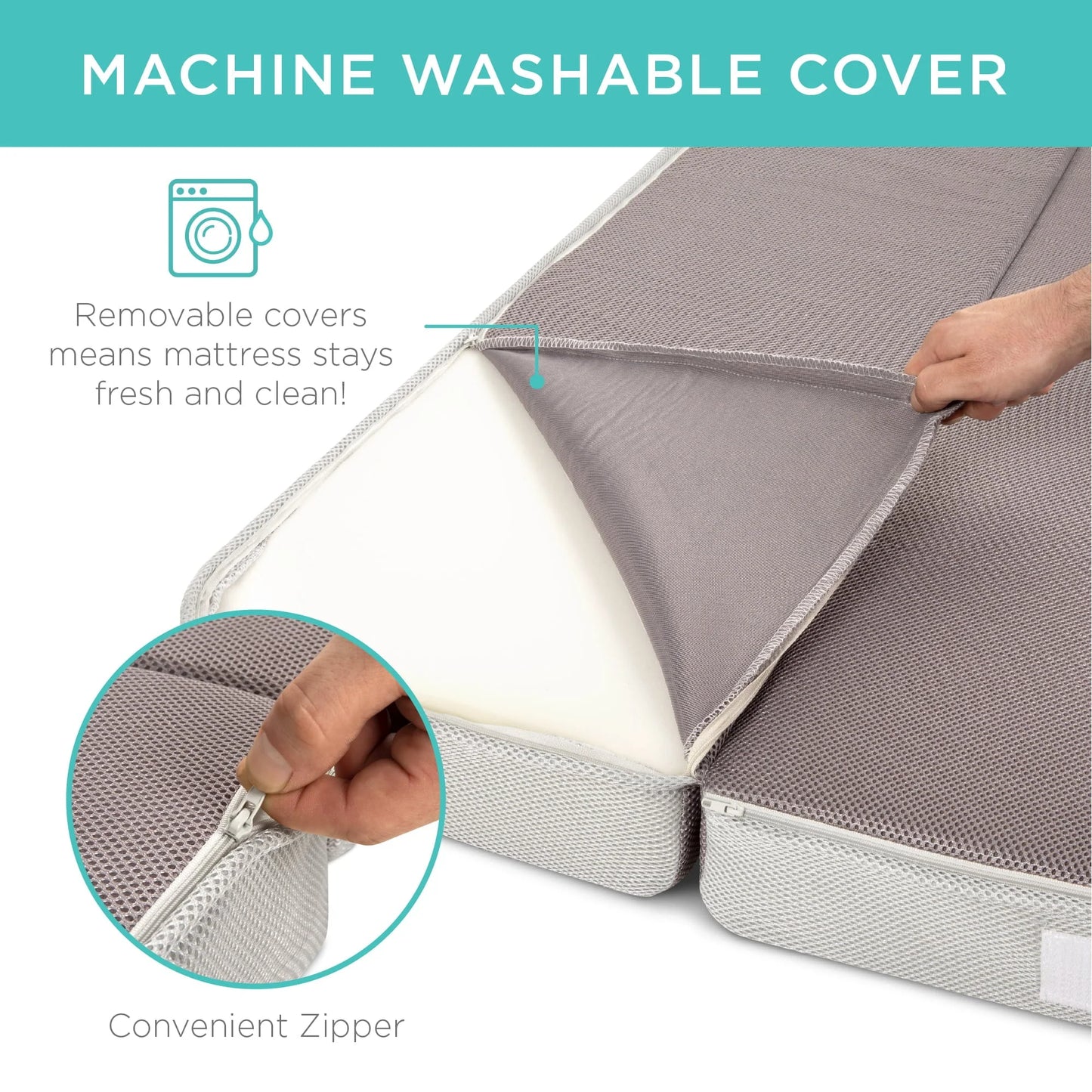 Choice Products 4in Thick Folding Portable Queen Mattress Topper w/Carry Case, Plush Foam, Washable Cover