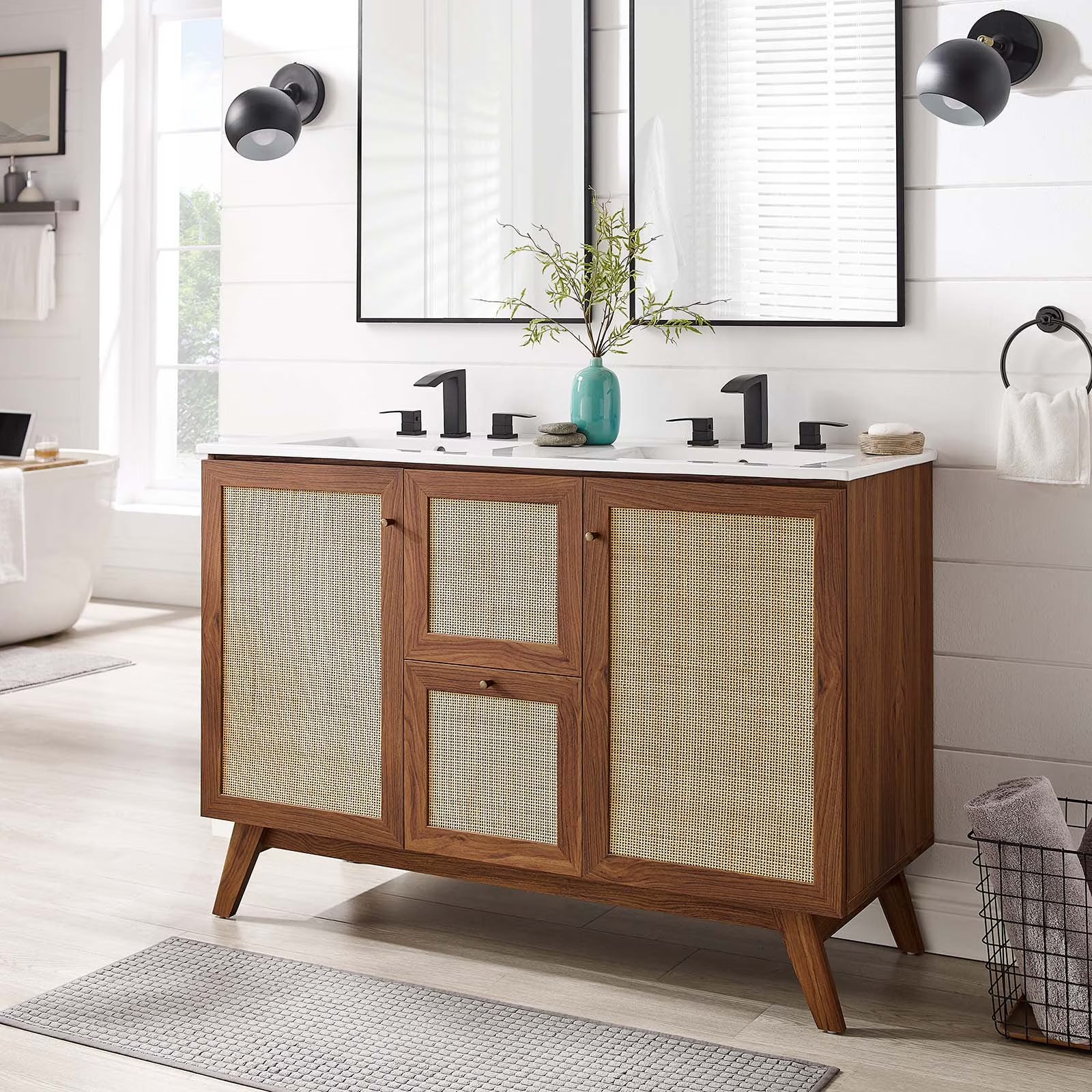 Modway Soma 48°?Double Sink Bathroom Vanity in Oak White
